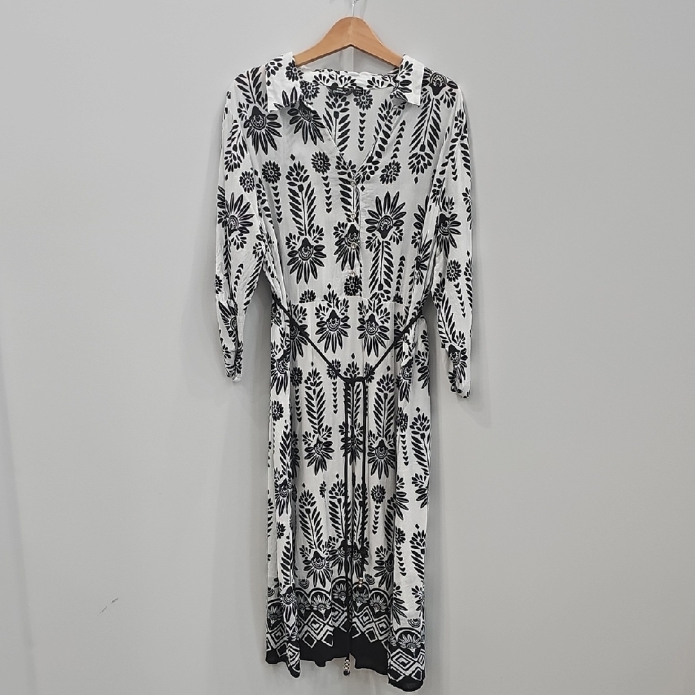Floral Black and White Dress